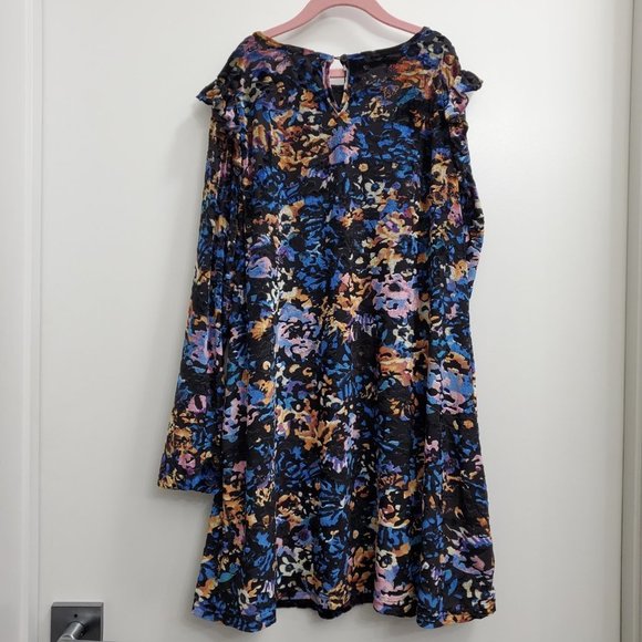 DEX Black/Blue/Orange/Pink Velour Fully Lined Long Sleeve Tunic Size M - Picture 7 of 10